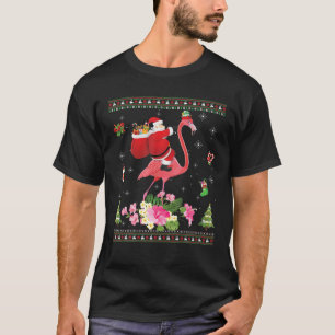 T-shirt Mele Kalikimaka Père Noël équitation Flamant rose 