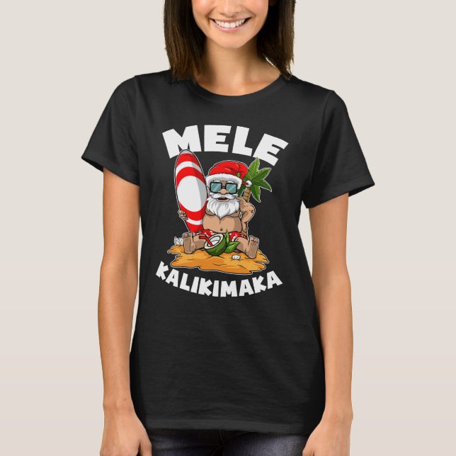 T-shirt Mele Kalikimaka Surfing Père Noël Noël en juillet (Devant)