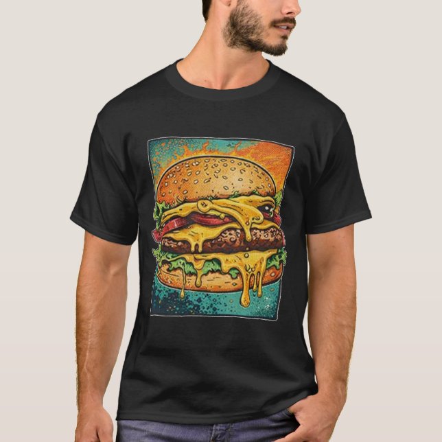T-shirt Meltdown Cheese Burger Illustration (Devant)