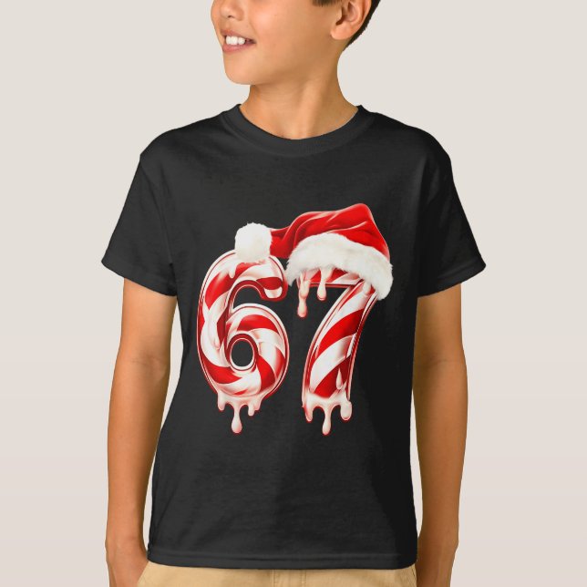 T-shirt Melting Candy Cane 67 Christmas Design, Santa Hat  (Devant)