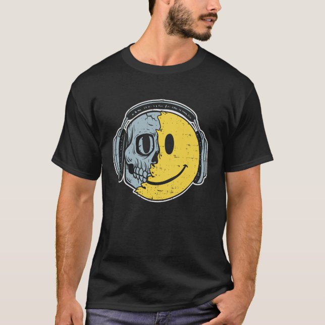 T-shirt Mely Happy Face Smile Headphone EDM Music Festi (Devant)
