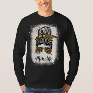 T-shirt Mema Life Leopard Bleached Mothers Day Messy Bun W