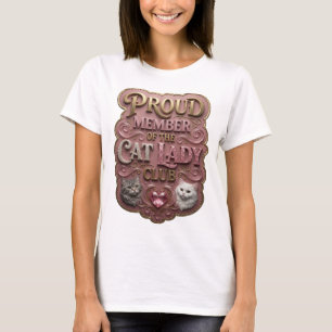 T-shirt Membre tendance or PROUD MEMBER OF THE CAT LADY CL