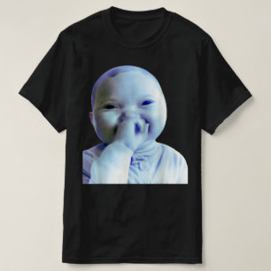 T-shirt Mème bébé IA tenant rire tendance virale mème