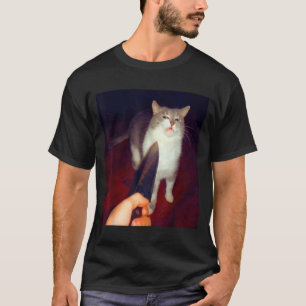 T-shirt Mème de chat de couteau drôle 