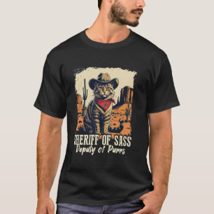T-shirt Mème de chat de shérif rétro drôle Cowboy vintage