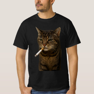 T-shirt Mème de chat drôle et cool de chat qui fume une ci