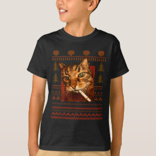 T-shirt Mème de chat qui fume drôle de Noël laid pour homm