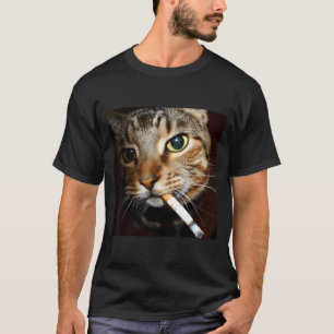 T-shirt Mème de chat qui fume drôle Humour noir Chat sarca