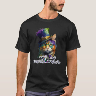 T-shirt Mème de chat qui réfléchit trop Cadeaux de Noël po