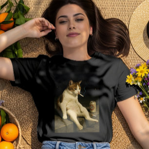 T-shirt Meme de chaton cigarette drôle de chat qui fume Ge