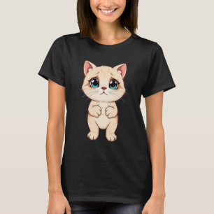 T-shirt Mème de chaton triste debout Chat drôle Amateur de
