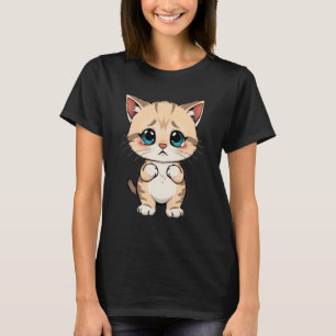 T-shirt Mème de chaton triste debout Chat drôle Amoureux d