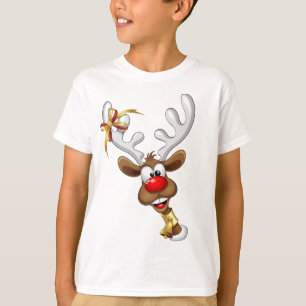 T-shirt Mème de Noël drôle de renne qui regarde par-dessus