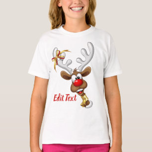 T-shirt Mème de Noël drôle de renne qui regarde par-dessus
