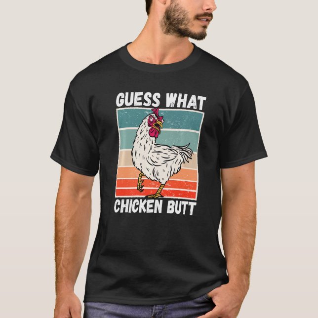 T-shirt Mème De Poulet Devine Ce Bouton De Poulet 1 (Devant)