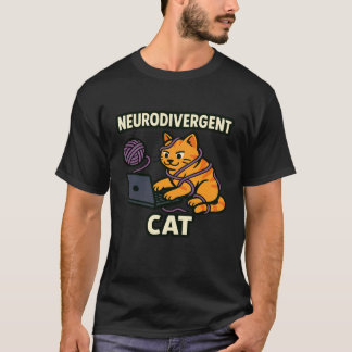 T-shirt Mème drôle de chat neurodivergent avec du fil et u
