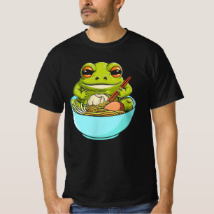 T-shirt Mème Kawaii Frog Manger Dans Ramen Bowl Kit Japona