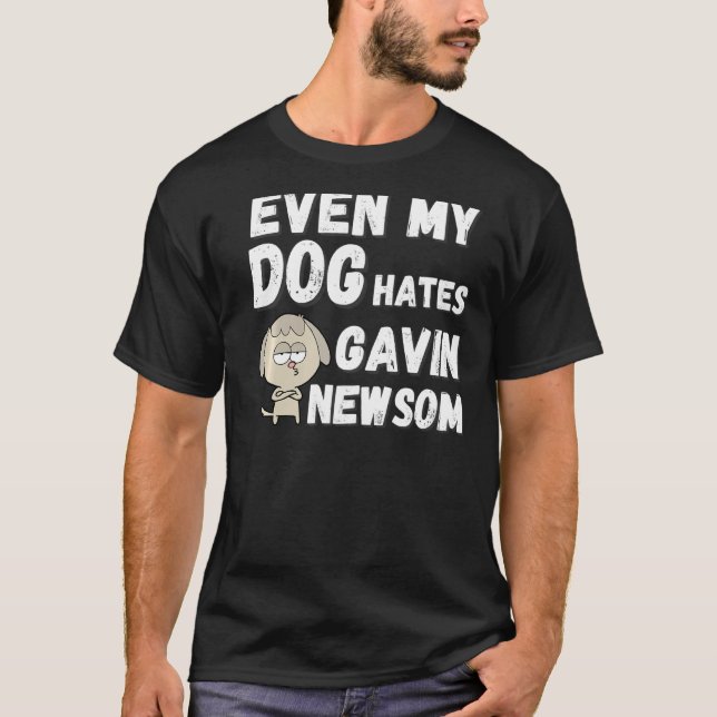 T-shirt Même mon chien déteste Gavin Newsom Rappeler Newso (Devant)