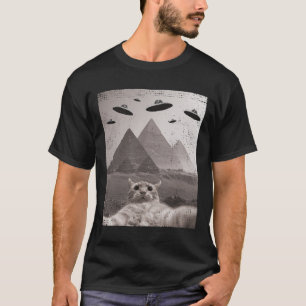 T-shirt Mème Ufo Chat - Selfie Chat Drôle Avec Ufos