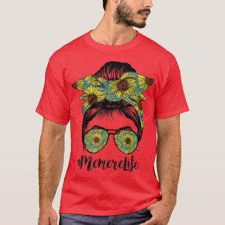 T-shirt Memere Life Messy Cheveux Bun Sunflower Femmes Mèr
