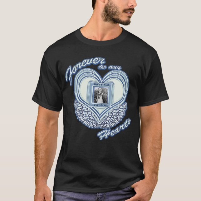 T-shirt Mémorial| Ajouter des ailes d'angle de coeur photo (Devant)