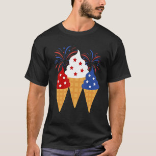 T-shirt Memorial Day 4 juillet Holiday Patriotic Ice Cre