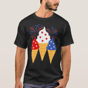 T-shirt Memorial Day 4 juillet Holiday Patriotic Ice Cre