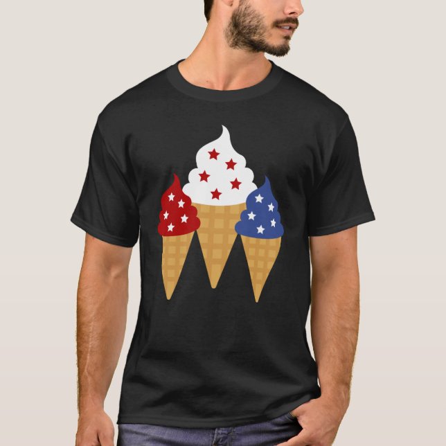 T-shirt Memorial Day 4 juillet Holiday Patriotic Ice Cre (Devant)