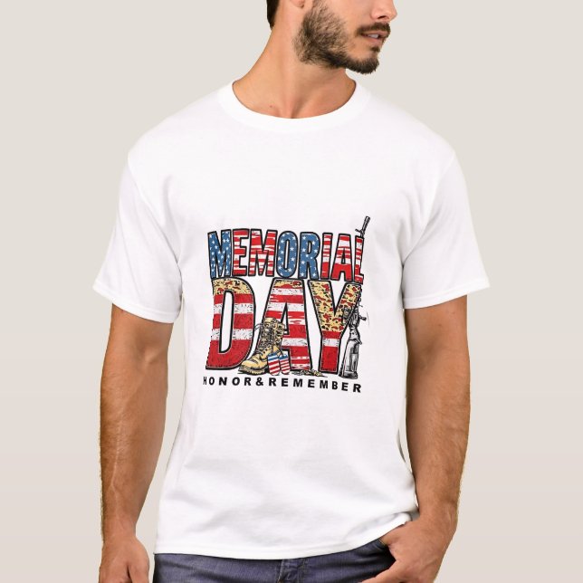 T-shirt Mémorial Day Honor & Souvenez-vous du drapeau amér (Devant)