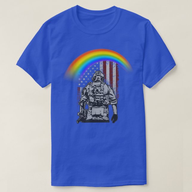 T-shirt Memorial Day Rainbow American Flag (Design devant)