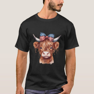 T-shirt Memorial Day Veterans Day 4Th Of July Highland Cow