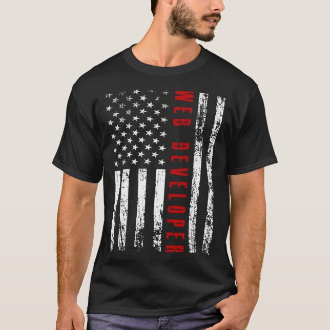 T-shirt Memorial Day web developer usa flag (Devant)