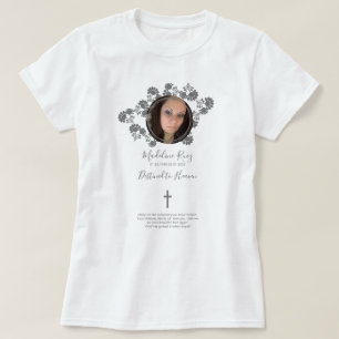T-shirt Memorial Funeral Cross Photo Floral Motif