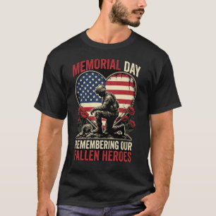 T-shirt Mémorial Jour Soldat À genoux Drapeau Cœur Souveni