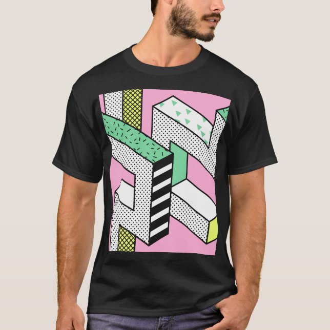 T-shirt Memphis Abstrait : formes géométriques des années  (Devant)
