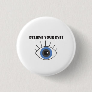 t shirt men logo eye word 1 inch round button