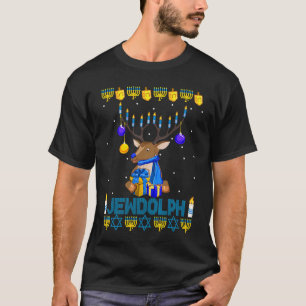 T-shirt Menorah de renne mignon Jewdolph corne de Hanukkah