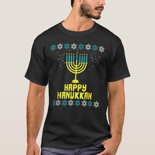 T-shirt Menorah éclaire joyeusement Hanoukka juive mûre Ch (Devant)