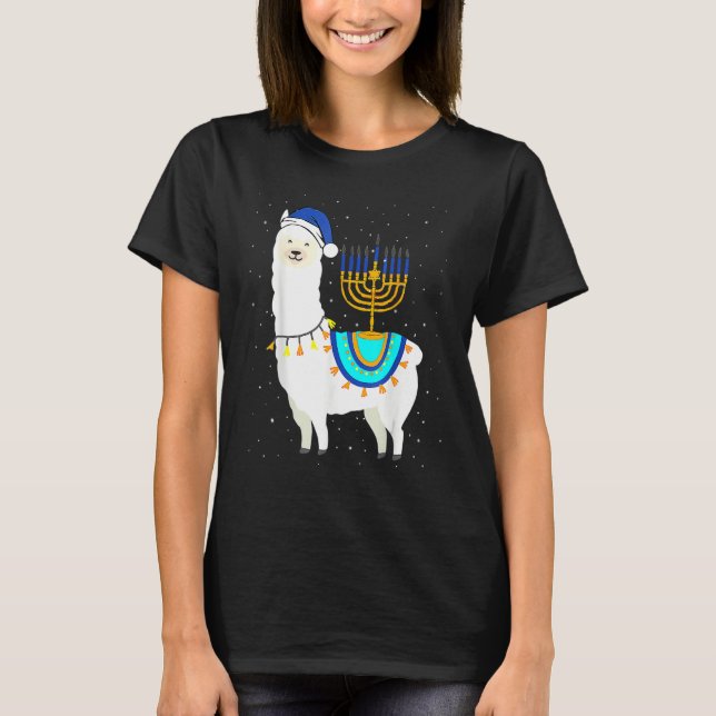 T-shirt Menorah Hanukkah Llama Cute Alpaca Chanukah Christ (Devant)