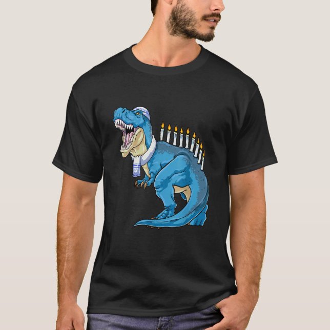 T-shirt Menorasaurus Rex Dinosaur Happy Hanukkah Pjs Famil (Devant)