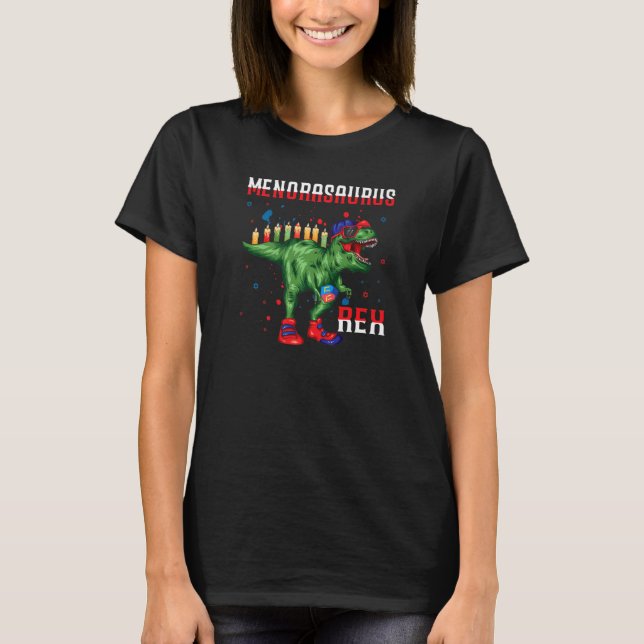 T-shirt Menorasaurus Rex  Dinosaur Rex Hanukkah Menora Pun (Devant)