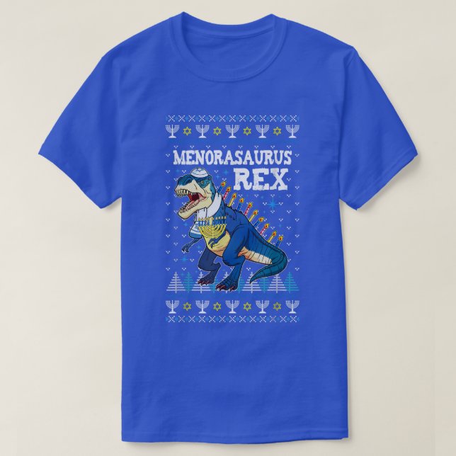 T-shirt Menorasaurus Rex T Rex Menorah Ugly Hanoukka Chanu (Design devant)