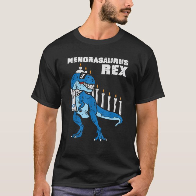 T-shirt Menorasaurus Rex Trex Menorah Hanukkah Chanukah Je (Devant)