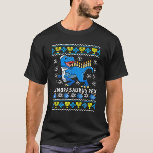T-shirt Menorasaurus Rex Trex Menorah Ugly Hanoukka Chanuk
