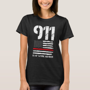 T-shirt Mens 911 Est Mon Numéro De Travail Pompier D'Incen