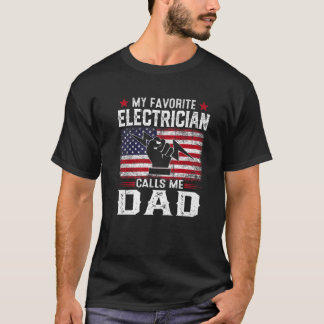T-shirt Mens American Drapeau Mon Electricien Favori Appel