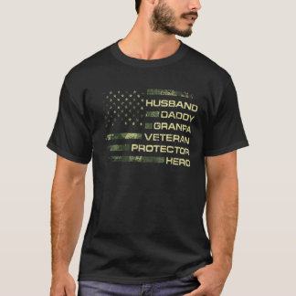 T-shirt Mens American Flag Husband Daddy Granpa Veteran Pr