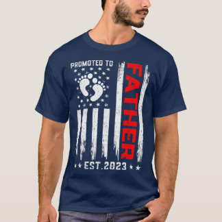 T-shirt Mens American Flag Promoted To Father Est 2023 Fam