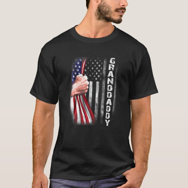 T-shirt Mens American Granddaddy Drapeau Fist Bump Grand-p (Devant)